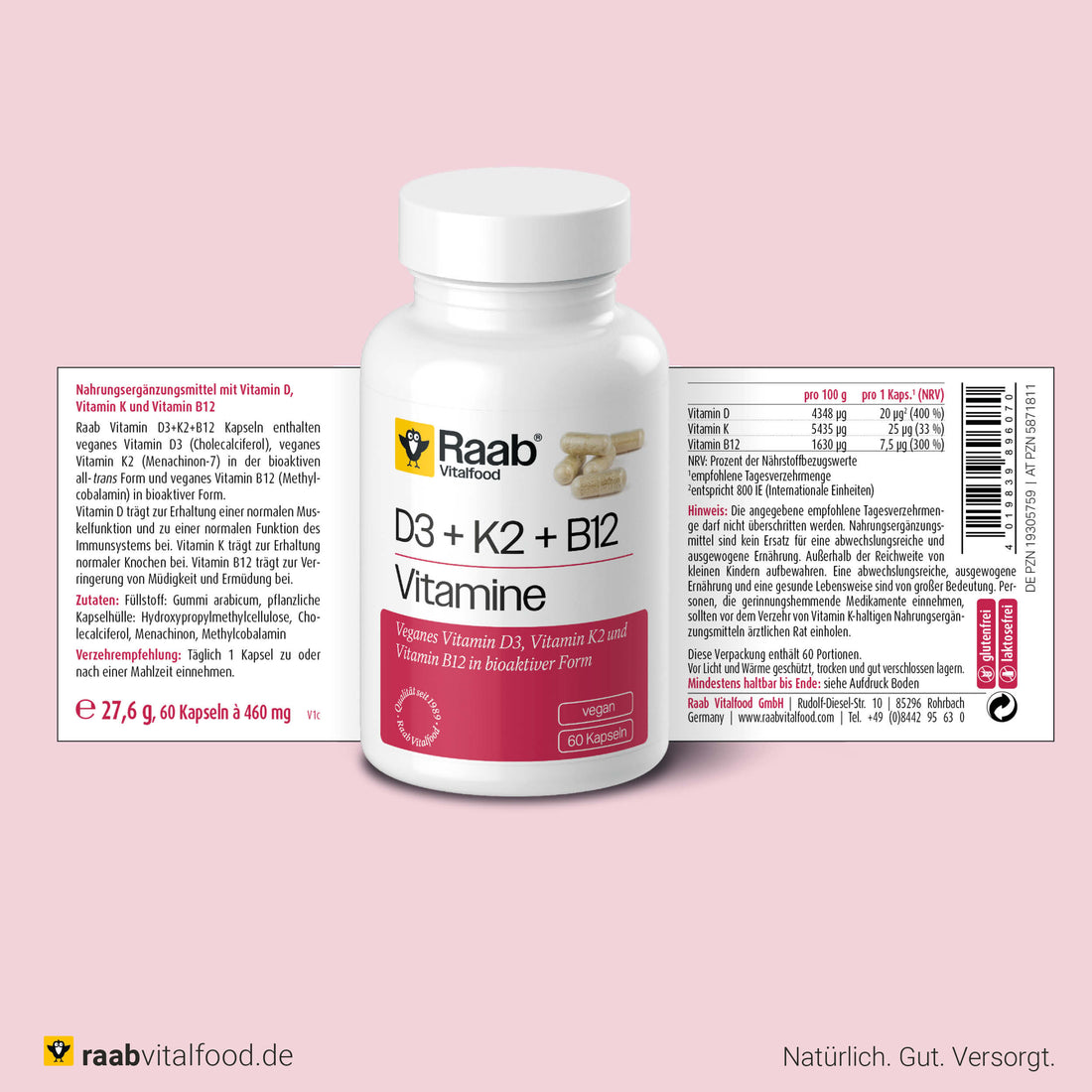 Vitamin D3 + K2 + B12 Kapseln