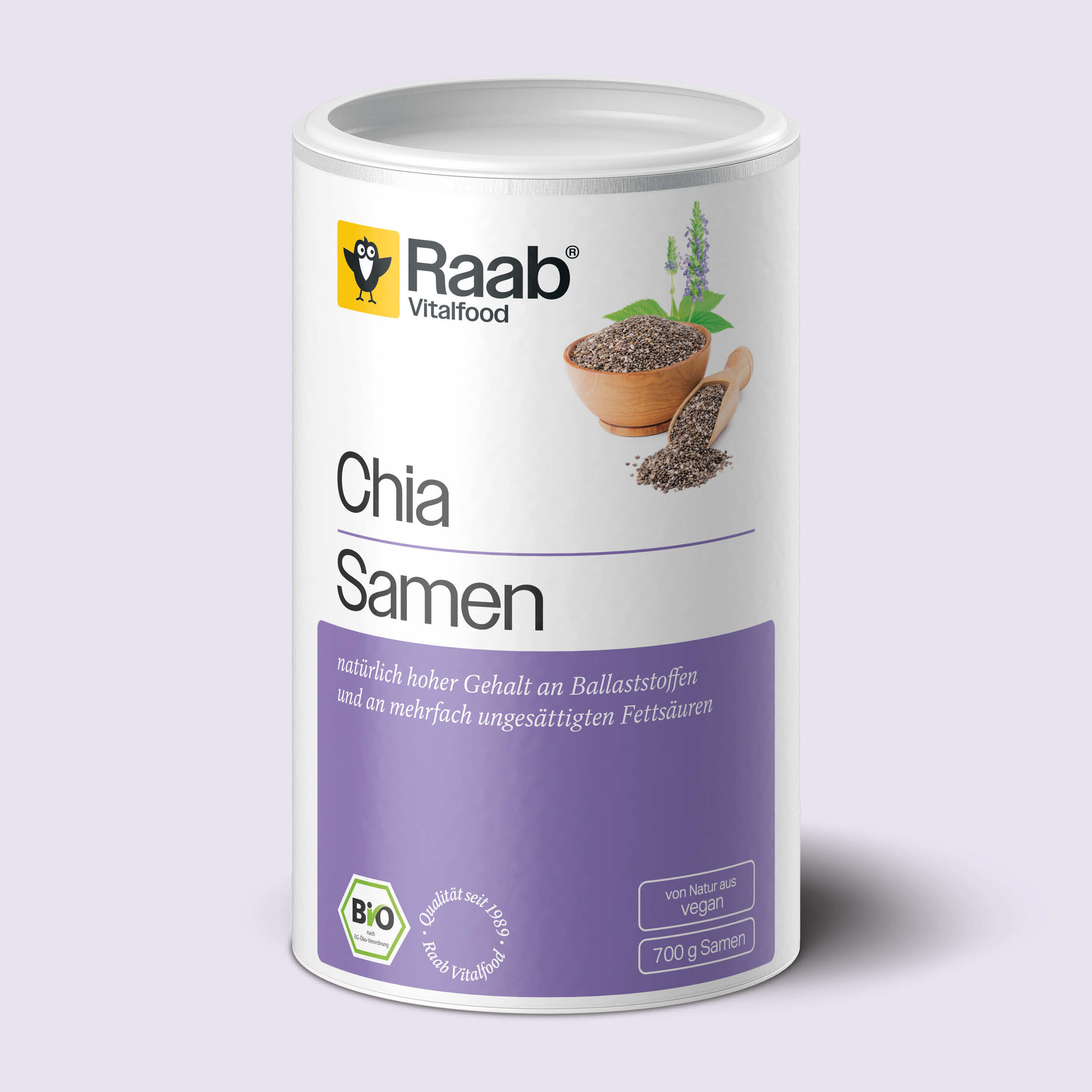 Raab Bio Chia Samen 700g Dose - Reich an Omega-3-Fettsäuren und Ballaststoffen aus kontrolliert biologischem Anbau