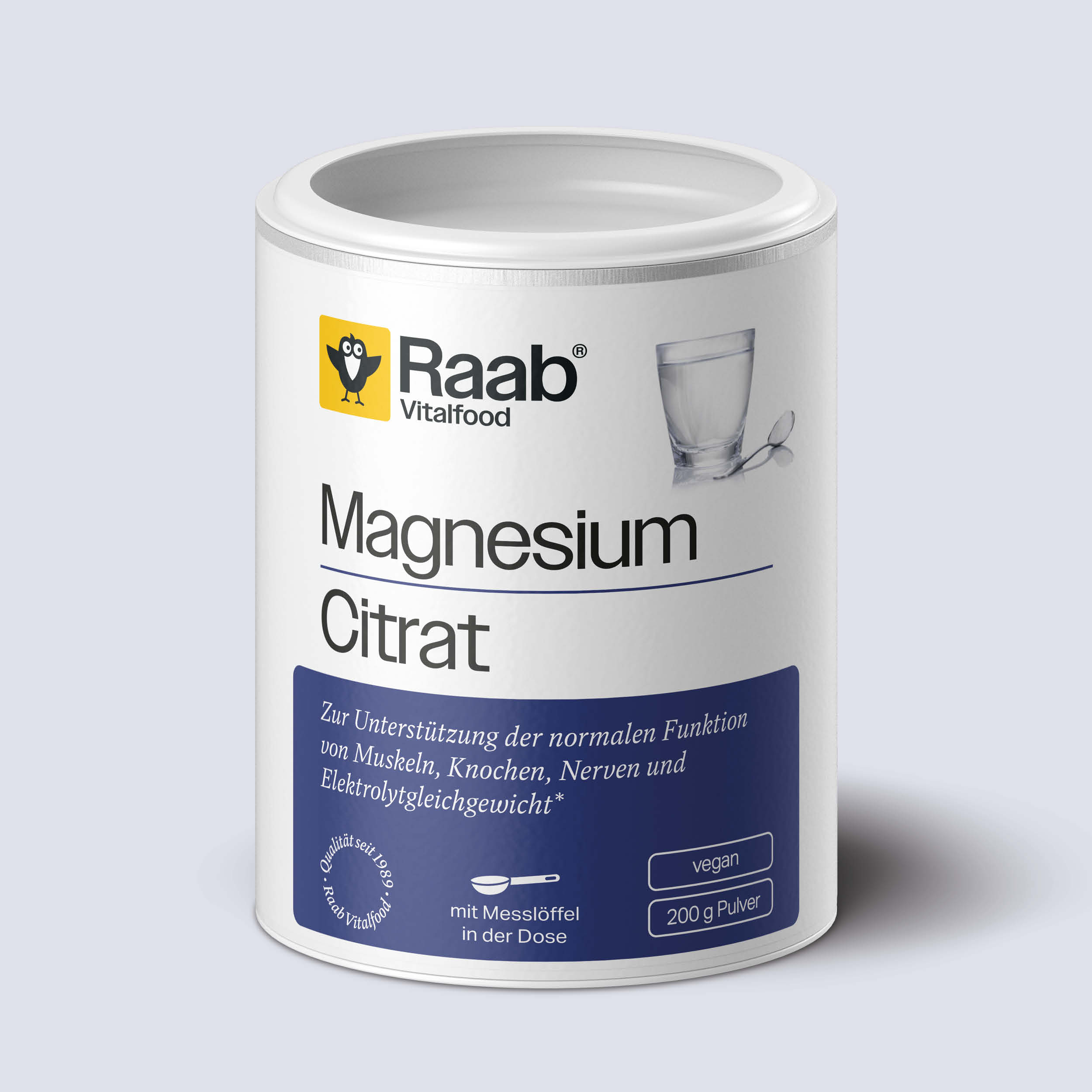 Raab Magnesiumcitrat Pulver 200g - Magnesium trägt zu einem normalen Energiestoffwechsel bei, 100% Magnesiumcitrat